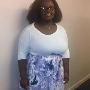 Lavander floral print midi skirt